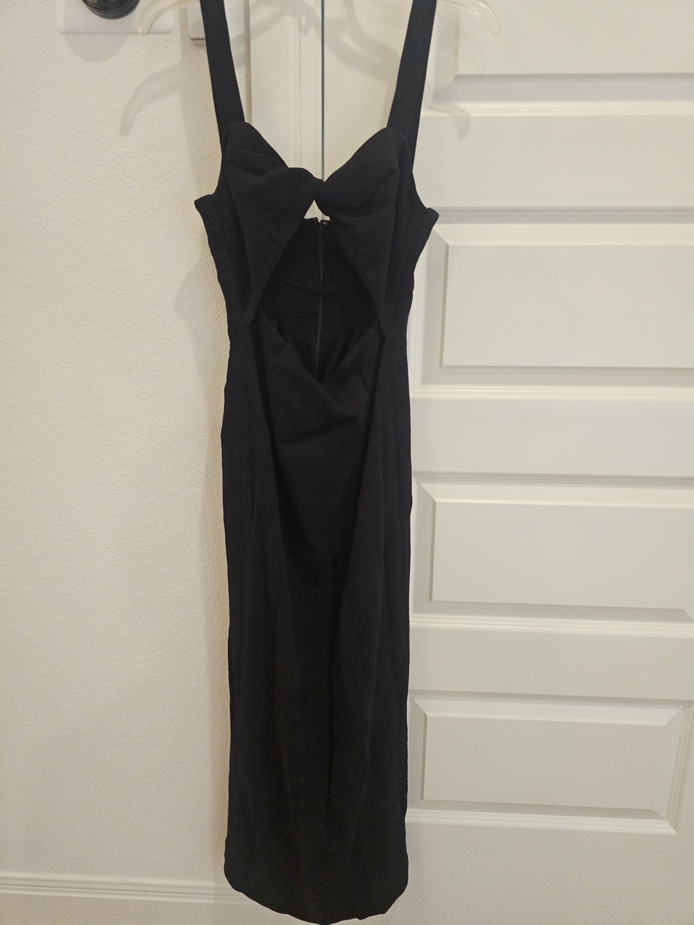 Shona Joy Black Midi Dress with Bow Front and Cutout